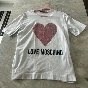 Love Moschino White T-Shirt with Pink Heart